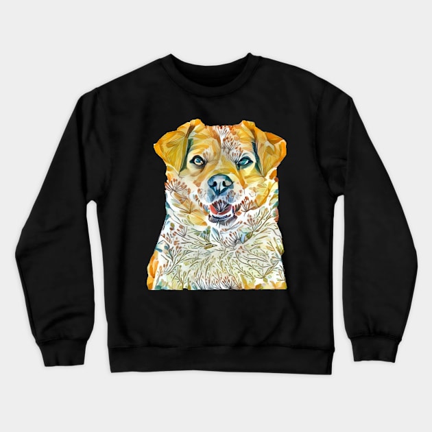 dog flowers yellow labrador retriever Crewneck Sweatshirt by ZenCloak